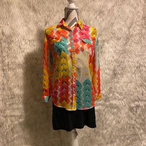 Vibrant Button Down Top